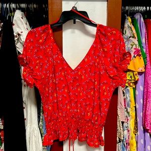 Sienna Sky red floral, top size medium, lightly worn cropped